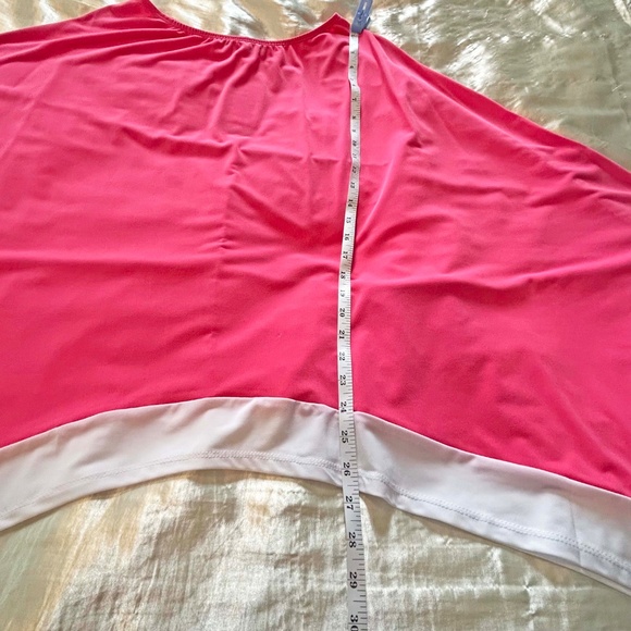 PONCHO, JERSEY, PINK & WHITE, ONE SIZE, CANADIAN MADE!, ARTIZAN BY ROBIN BARRE, - Picture 6 of 9